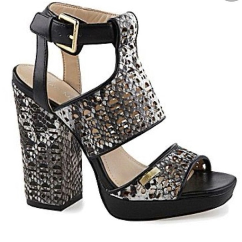 Calvin Klein snake print platform sandal heels